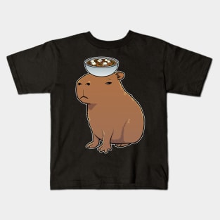 Capybara with Miso Soup on its head Kids T-Shirt
